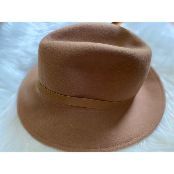 Vintage Lancaster Tan 100% Wool Fedora Hat with Feather Detail - Picture 5 of 6